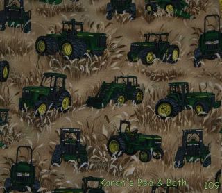 John Deere Tractor Brown Wheat Field Curtain Valance  