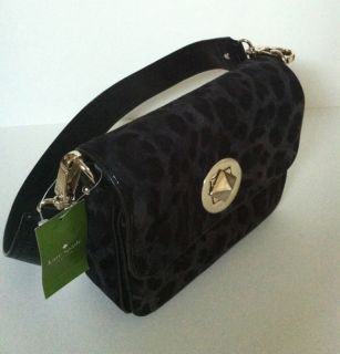 Kate Spade Harlow Algonquin Black Suede Leopard Shoulder Bag MSRP $395 New w Tag  