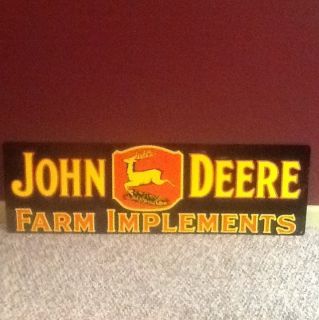 John Deere Farm Implements Sign One Sided New Condition with Great Color  