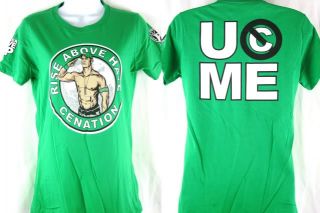 John Cena Salute Cenation Womens Green WWE Authentic T Shirt New  