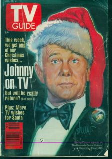 1993 TV Guide Johnny Carson on TV for Christmas Cover  