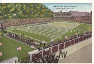 Football Point Stadium Johnstown PA Linen Postcard  