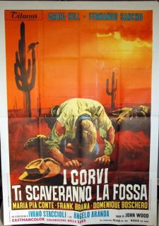 Crows Will Dig Your Grave Western John Wood 1971 3sh RARE Italian Movie Poster  