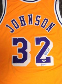 Magic Johnson Autographed Signed Yellow La Lakers Jersey HOF 02 PSA DNA  