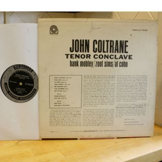 John Coltrane TENOR CONCLAVE w Hank Mobley stereo silver label Prestige Lp VG  