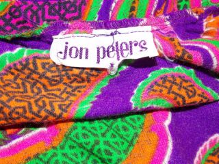 Vtg Jon Peters Long Skirt w Large Paisley Pattern in Vibrant Bold Colors Boho  