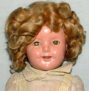 1930s IDEAL 18 COMPOSITION SHIRLEY TEMPLE DOLL w ORIGINAL WIG  