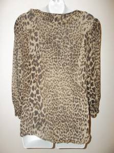 Jones New York Sport Leopard Blouse Sheer Button Up Size Medium  