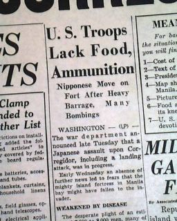 World War II Corregidor Surrenders Japan 1942 Newspaper  