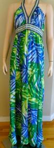 $378 BCBG Larkspur Blue Silk Halter Long Dress Gown  