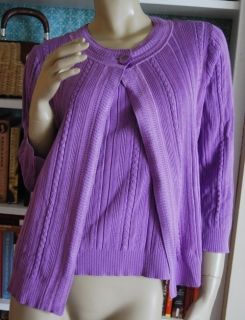 Jones New York Collection Size L Orchid Purple Twin Set Shell Cardigan Sweater L  