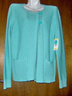 Jones New York Sport Sweater Ladies Medium Cotton Aqua Blue Womens New  