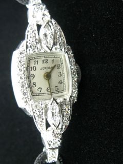 Jordan Platinum 1 Ct TW Diamond Vintage Ladies Watch  