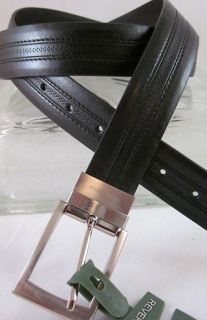 Joseph Abboud Mens Decorative Stitched Reversible Leather Belt 42 Black Brown  