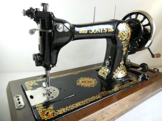 Stunning Vintage Jones "Spool" Sewing Machine Complete Package 99P   
