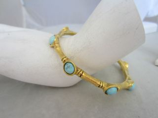 JOSE MARIA BARRERA Hammered Gold Turquoise Bangle Bracelet nwt 190  