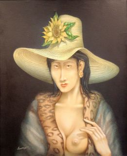 Jorge Barreiro "La Dama Del Salon" Woman Portrait  