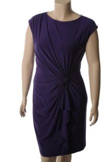 Jones New York NEW Purple Rosette Jersey Wear To Work Dress 16 BHFO  