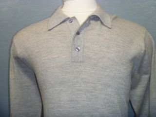Jos A Bank Mens 100 Italian Merino Wool Collared Sweater Gray L  