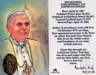 Pope Benedict XVI Joseph Ratzinger Laminated Holy Card Over 500 Items Store  