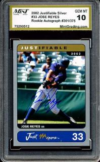 Jose Reyes MGS 10 Rookie Silver Autograph Auto Gem RC  