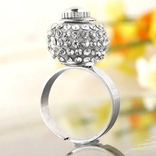White Crystal Resin European Bead Finger Ring US6 New  