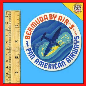 PAN AM AIRWAYS c1940 AIRLINE BERMUDA BY CLIPPER FLYING BOAT LUGGAGE LABEL  