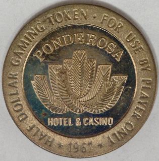RARE 1967 Ponderosa Hotel 50 Cent Casino Token Reno  