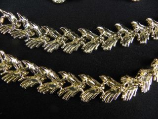 Vintage Judy Lee Gold tone White Necklace Bracelet Earrings Set  