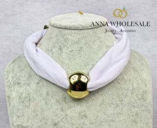 Women's Gold European Beads Charm Collar Cotton Short Pendant Necklace Scarf  