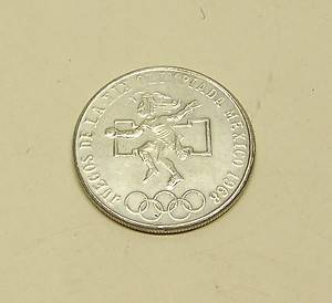 1968 Mexico 25 Pesos Coin "Juegos de La XIX Olimpiada" 0 720 Silver Olympics  