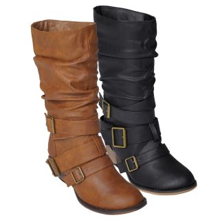 Journee Collection Women's 'Gossip 5' Buckle Accent Mid Calf Boots  
