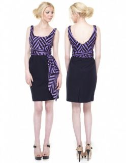 Milly Marcella Striped Silk Print Combo Dress 0 XXS UK 4 $375  