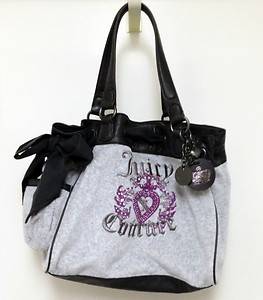 Juicy Couture Velour Daydreamer Tote Handbag Purse Satchel Grey YHRUO590  