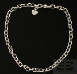Judith Ripka 18K White Gold Diamond Heart Chain Link Necklace  
