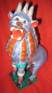 Juan Jose Medrano Ceramic Folk Art Barro Betus Traditional Blue Lion
