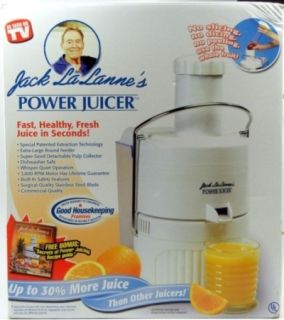 Jack Lalanne Power Juicer Juicing Machine Dishwasher Safe JLPJB White