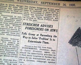 Early re. EXTERMINATION OF JEWS Julius Streicher Nuremberg 1936
