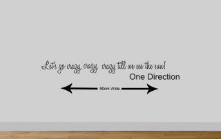One Direction Wall Quote Wall Sticker Live While Were Young Lets Go
