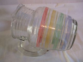 Vintage Rainbow Banded Ringed Ring Band Water Juice Pitcher Jug