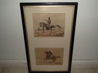 Listed Henry Alken Pair of Fantastic 1820 Hand Colored Military Horse