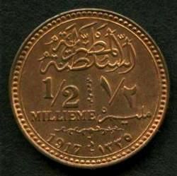 1917 One Half Millieme Husain Kamel UNC 