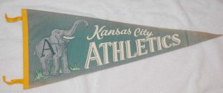 Vintage Kansas City Athletics Baseball Pennant w/ Elephant Logo 1955