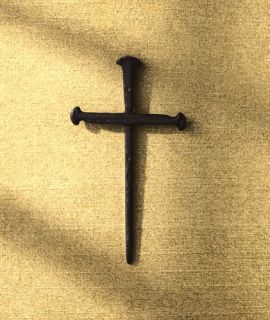 Forged Look Metal Cross of Nails Christian Spiritual