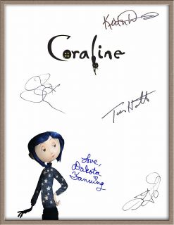 Dakota Fanning Teri Hatcher Keith David Signed x5 Coraline Movie