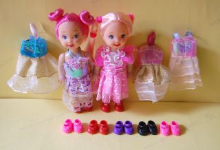 Pcs Clothes 5 Pairs Shoes for Kelly Doll Free 2 Dolls