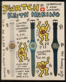 1986 Keith Haring art Swatch Watch limited edition Haring models print