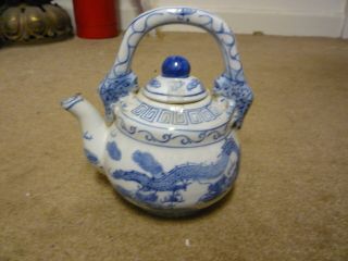 China Porcelain White Blue Dragon Teapot Kettle
