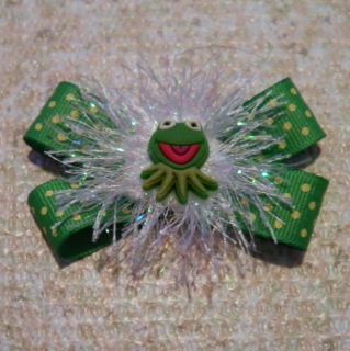 KERMIT THE FROG HAIR BOW, ADORABLE CLIPPIE, HAIR CLIP, MORE CHARACTERS