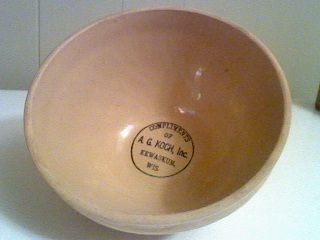 Advertising Stoneware Bowl AG Koch Kewaskum Wisconsin Wis Wi